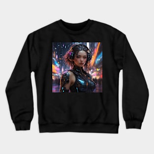 Stylized Cyberpunk Anime Girl Crewneck Sweatshirt